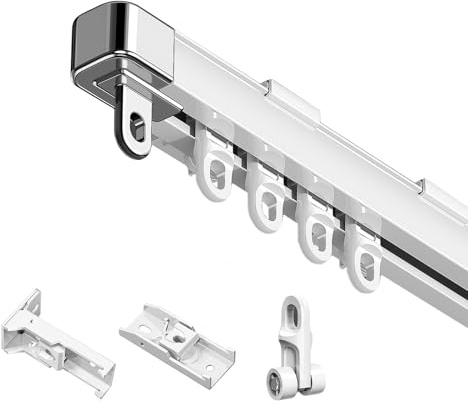 LIYI929GP Robusto Binario per Tende da Esterno, Binari Tenda Soffitto O Parete con Rulli, Portata 100Kg, Retrattile Bastoni Scorrevoli Scorritenda 85-420cm per Finestre E Divisorio Privacy(130-240CM)