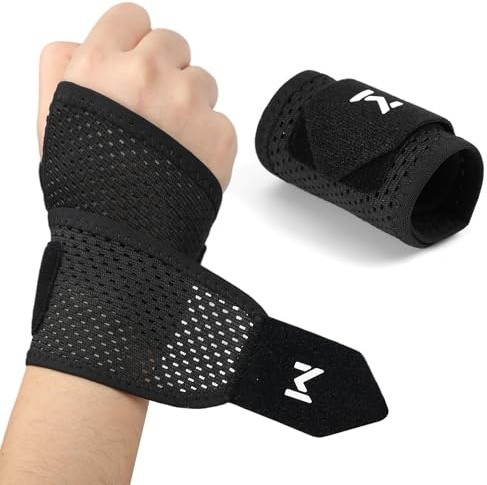 MOSTFUN Élastique Respirant Attelle de Poignet, Réglable Bandages de Poignet Fitness, pour l'Arthrite, Tendinite, Canal Carpien et Entorse, Hommes et Femmes, Main Gauche et Droite (Noir)