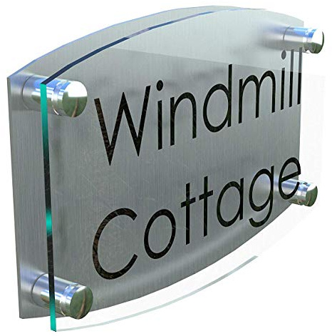 MODERN HOUSE SIGN PLAQUE DOOR NUMBER STREET GLASS EFFECT ACRYLIC ALUMINIUM NAME