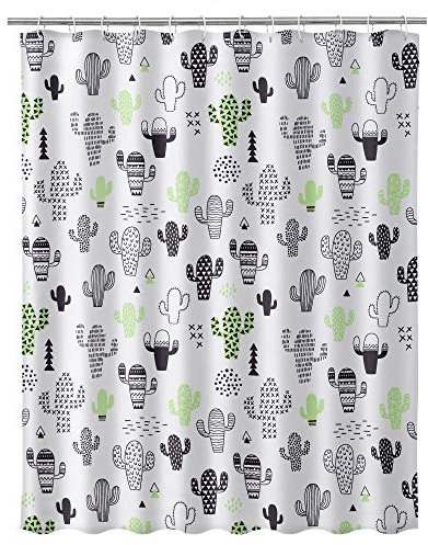 Dcasa - Cortina de baño Moderno Poliester Cactus 180x200 cm
