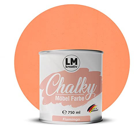 Chalky Möbelfarbe Kreidefarbe für Möbel 750 ml / 1,05 kg (Flamingo), matt finish In- & Outdoor Kreide-Farbe für Shabby-Chic, Vintage Look, Landhaus Stil Möbel streichen