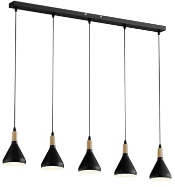 Lindby Ceiling Light Arina dimmable (Modern) in Black Made of Metal for e.g. Living Room & Dining (5 Light Sources, E14) from Pendant Lighting lamp Hanging Ceiling