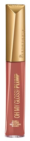Rimmel London Oh My Gloss Plump Lippenglanz mit feuchtigkeitsspendenden Ölen, weiche Lippen und ultra-helle 3D-Effekt, 759 Spiced Nude, 6 ml