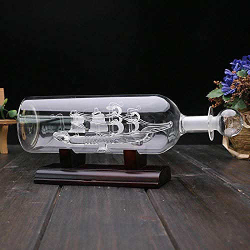 UDRJU Sculptures For Home Statues And Figurines Figurines In A Glass Bottle Boat Base Wood Decorative Home Decor-Silver_Color