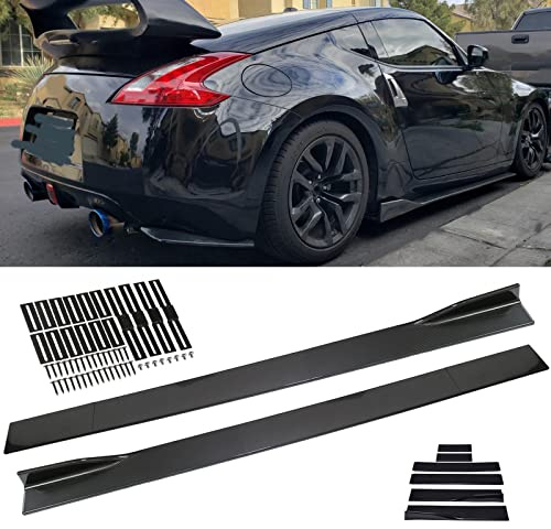 JMTBNO Universal 2.2M/86.6inch Carbon Fiber Side Skirt Extension Splitter fit, Side Skirts Rocker Panels Side Trim Spoiler Extension Lip Bottom Line, Side Skirt Rocker Panel Lip Splitter Diffuser