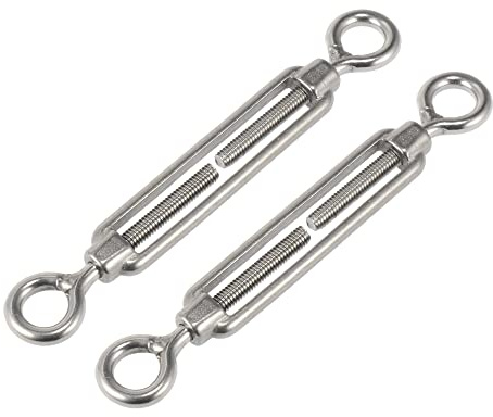 X AUTOHAUX 2pcs M6 6mm OO Type Eye and Eye Turnbuckle 304 Stainless Steel | Rigging wire rope tension screw, for Cable Railing Adjustable