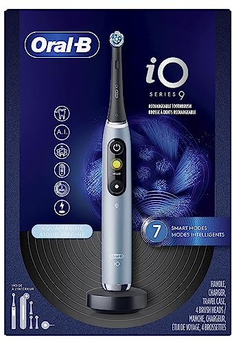 Oral-B iO Series 9 Electric Toothbrush with 4 Brush Heads, Aqua Alabaster
