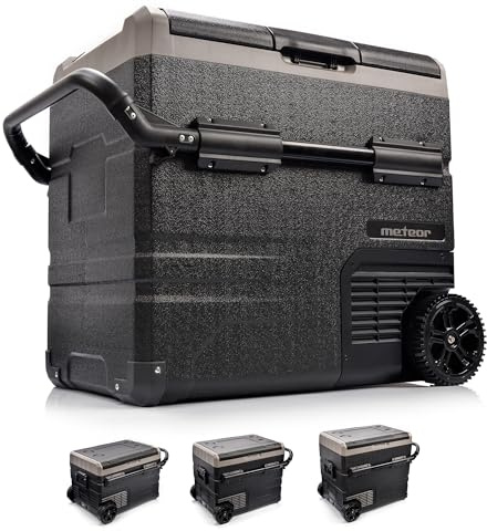 meteor thermoelektrischer Kühlschrank mit Rädern und App Steuerung per Bluetooth Elektrische Kompressor-Kühlbox 12/24V und 230V für Picknick Auto LKW Boot Camping Isolierung Kühlschrank