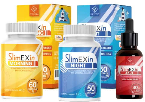 SlimEXin® Power-Trio MORNING BURN + AKUT Bittertropfen+ NIGHT BURN EXTREM | Stoffwechsel, schnell & endlich - mit hochwertigen natürlichen Inhaltsstoffen für Frauen + Männer