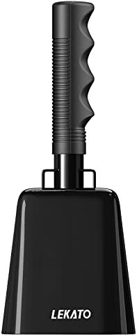 Campanacci da 1 pezzi, campana da mucca in acciaio da 8 pollici con manico, campanello incoraggiante per eventi sportivi, partite di calcio, feste, fattoria, (8 pollici, nero)