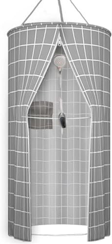 WINARA Runder Duschvorhang - Polyester, Hängende Wärmedämmung, Doppelreißverschluss, Tragbar, Modern - Für Badezimmer Dekor