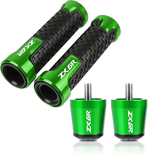 ERUKEI Für Kawasaki ZX6R ZX-6R 2000 2001 2002 2003 2004 2005 2006 2007 2008 Motorrad Lenker Handgriffe Anti Skid Lenkerkappe Enden Stecker CNC Aluminium Zubehör Griffstange (Farbe : Grün)