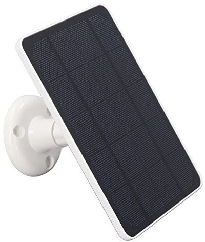 Fockety Solar Panel for Security, 10W 5V Micro USB Camera Solar Panel with 360°Adjustable Mounting, Waterproof Continuous Power Supply for Rechargeable Battery (White)