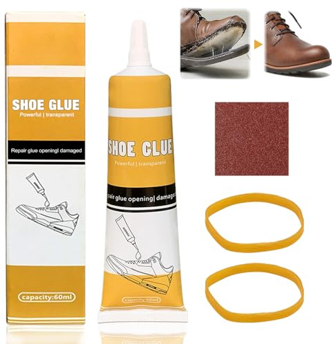 Schuhkleber, Schuhsohlen Kleber, Schuh Kleber Stark Sohle, Kommt Mit Schleifpapier-Gummibändern, Superwasserfestem Sohlenkleber zum Reparieren Abgenutzter Turnschuhe, Stiefel, Leder, Gummi usw -60ml