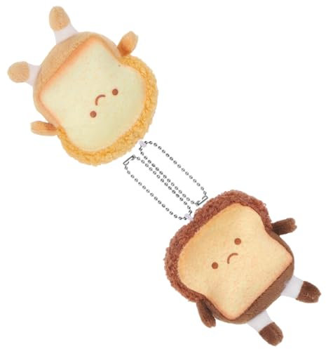 TOYANDONA 2pièces Pendentif Toast Peluche Décoratif Lot De Pendentifs Mignons Toast Pour Porte-clés Décoration Accrochée