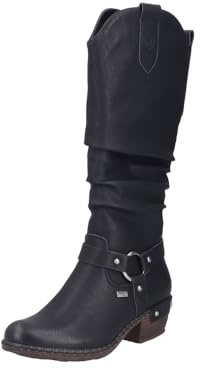 Rieker Botas de caña alta para mujer, color negro, talla 41 EU 93670, Negro, 41 EU