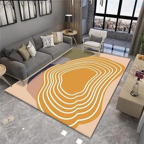 RUGMRZ Vorraum Teppich 200x280CM Rugs for Bedroom kinderzimmer mädchen Gelb Einfacher weicher mit Kurvenmuster für das kuschelige teppiche