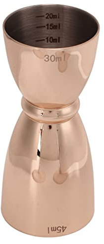 Taza Medidora de Barman de Doble Cabeza de Acero Inoxidable para Cócteles, en Forma de U Chapada en Cobre, Capacidad de Doble Jigger de 30 Ml/45 Ml para Fiesta, Club (Chapado en