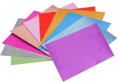 30 Blatt Glitzerpapier zum Basteln 21x29.7cm A4 Glitzer Papier 10 Farben 250g/m² Glitzerkarton Selbstklebende Glitzer Bastelpapier zum Basteln und Gestalten