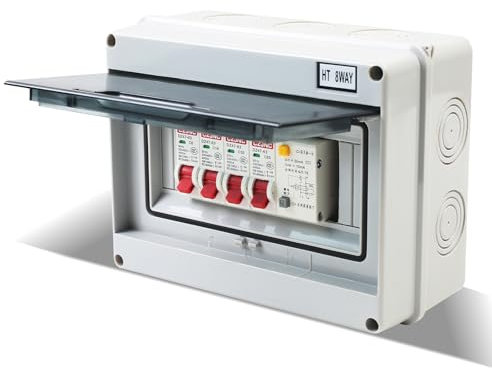 MaxAwe Consumer Fuse Box Unit 3 Way, IP65 63A RCD 3MCB 6A+16A+32A Waterproof Plastic Leakage Circuit Breaker, Circuit Breaker Panel Garage Consumer Unit, Protective Housing Consumer Unit Fuse Box