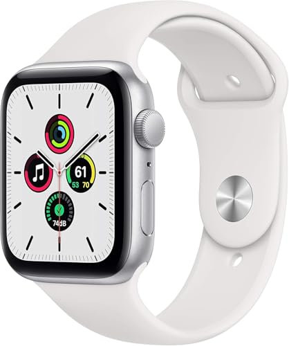 Apple Watch Series SE (GPS + Cellular, 44MM) - Silver Aluminum Case with White Sport Band (Renewed)