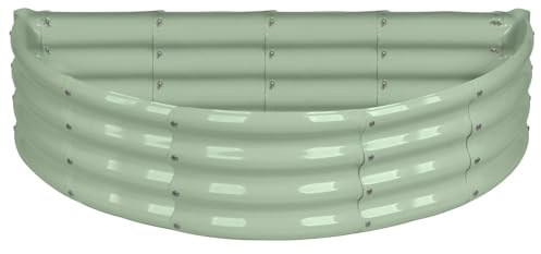 Harbour Housewares Raised Garden Bed - Green - 120 x 60cm - Semi-Circle - Bottomless Galvanised Steel Metal Planter Box for Growing Outdoor Plants, Vegetables, Flowers and Herbs