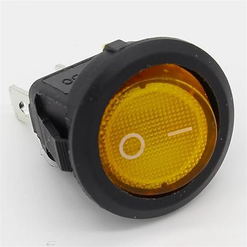 Interrupteur à bascule rond for éclairage de bateau, 220V, interrupteur à bascule, commandes électriques marche/arrêt, 4 pièces(Yellow)