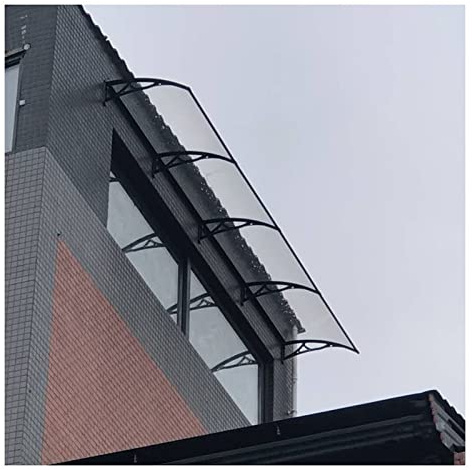 Tettoia trasparente per finestra patio, tenda da sole ad arco per porta d'ingresso in policarbonato impiombato, copertura grondaia ingresso esterno tettoia parasole include supporto nero, protezione