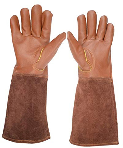 Gartenarbeitsstulpen, Arbeitshandschuhe, Lange Gartenhandschuhe aus Leder for Damen/Herren – robuste Gartenhandschuhe, Schnitthandschuhe, Gartengeräte, Gartenarbeit(L)