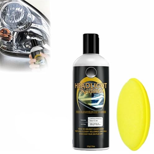Headlight Restorer,Headlight Repair Kit,Car Headlight Restoration Fluid, Automotive Headlight Oxidation Yellowing Refurbishment Agent for Car, Truck, Motorcycle (220g)