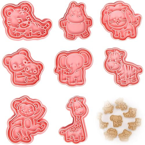 Lot de 8 emporte-pièces animaux de la forêt - Pour enfants - Réutilisables - Pour fondant, chocolat, cookie
