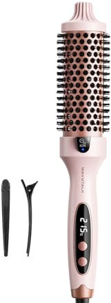Wavytalk Thermal Brush, Blowout Boost Ionic Round Heated Hot Brush, to Make Hair Smoother & Shinier, Easy to Use, Not for Blow Drying, 38mm Barrel, 5 Temperature Settings, Dual Voltage, UK Plug, Pink