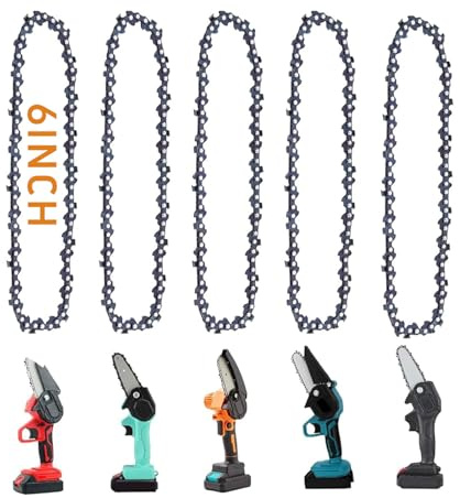 APKOL 5 Pezzi 1/4, 37 Maglie Guida Catene per Motosega da 6 pollici per Mini Motosega di Ricambio, Catena per Mini Motosega, Tagliare, Catena di Ricambio
