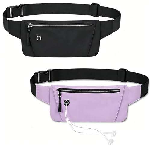 2er wasserdichte Bauchtasche für Damen, Gürteltasc mit Kopfhörerausgang, Wasserdicht Lauftasche Hüfttasche, Laufgürtel für Handy Herren Brusttasche zum Laufen Joggen Fitness Sport (a)
