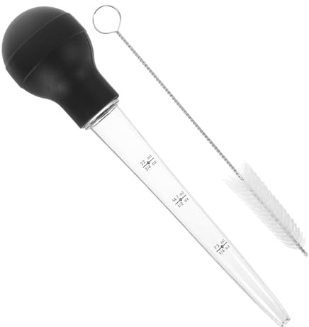 GRIRIW Silicone Turkey Baster Pump for Kitchen Drip Oil Seasoning Tube Food-Grade Silicone Easy to Use Barbecue Tool for Roasting and Marinading Random Style