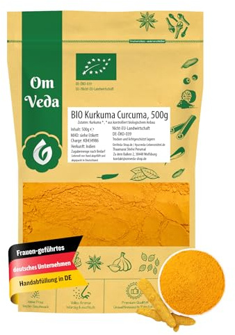 Kurkuma Pulver BIO 500g | Curcuma Kurkumawurzel gemahlen | Gewürzpulver Gelbwurz Turmeric Powder | Herkunft Indien | Organic Bio-zertifiziert DE-ÖKO-039