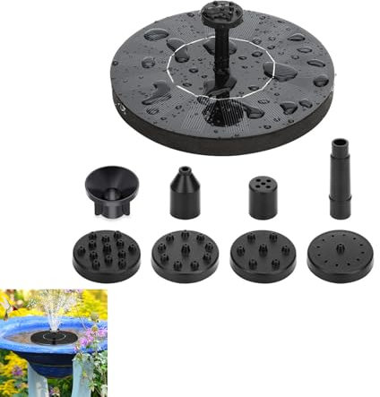 Actualizar La Fuente De Agua Solar | Bomba De Agua De Baño De Pájaros Circulares Con 6 Boquillas | Bomba Fuente De Agua Solar Flotante Para El Estanque Pequeño Al Aire Libre, Jardín De Patio Y Peces