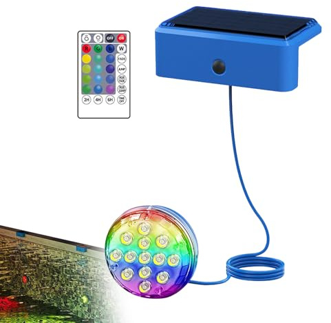 Luz solar para piscina, luces solares con temporizador, multimodos, magnética, sumergible, accesorios de iluminación para fuente de piscina, exterior, terraza, noche