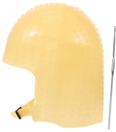 FRCOLOR Cuffia Cappello Silicone e Chioma in per Facile Colorazione Marrone Professionale da Usare Riutilizzabile, Set per Meches per Saloni di Bellezza