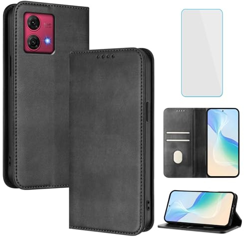 OUEAYIEN Funda para Motorola Moto G84 5G Tapa Libro Negro