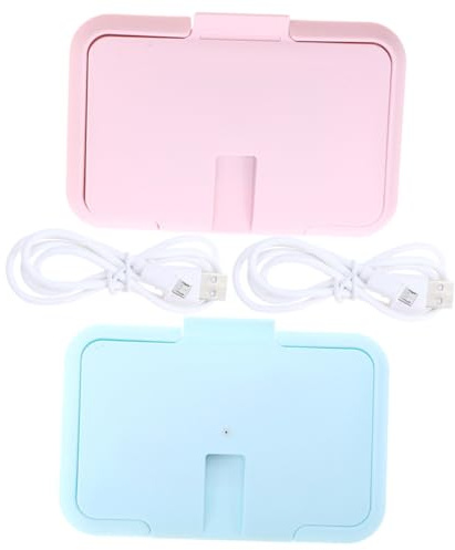 TOGEVAL Scalda Salviette Umidificate Portatile USB 2 Pezzi per Ragazzo Ragazza con Cavo, Capacità Grande in Abs, Leggero per Cambio Pannolino e Viaggi All'aperto
