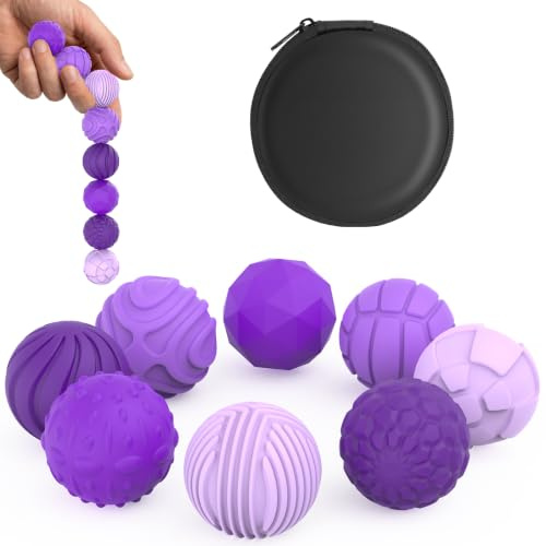 UZAHSK 8 stück magnetische Fidget Toys,Silikon Magnetkugeln Anti-Stress | Geometrisch Violett, für Erwachsene und Kinder ADHS,Sensorische Magnetische Kugeln Set, Stressabbau und Entspannung