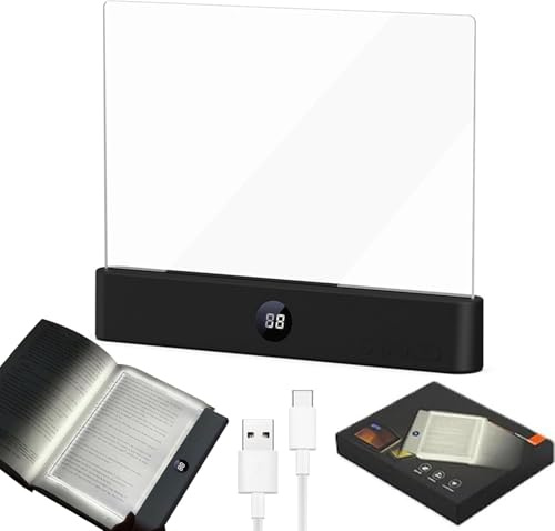Yeehliny Smart LED Book Light, Tragbare Flaches Buchlicht, Intelligente LED Buchlampe Leselampe, Augenschutz Leselicht Buch Buchseite Licht Mit 3 Farben und Timer, für Nachtlesungen im Bett (Schwarz)