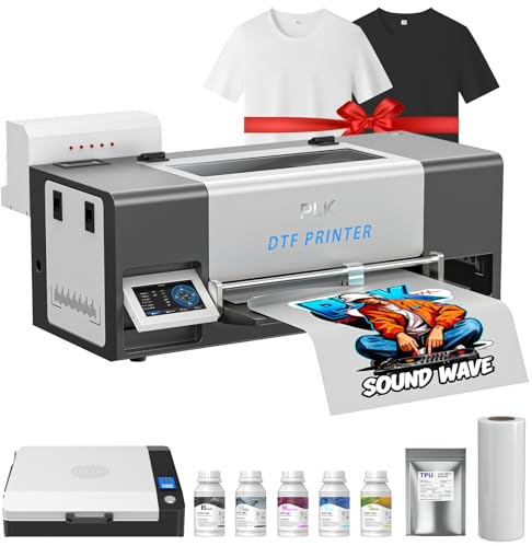PLK DTF Printer A3,Commercial-grade i3200 DTF Printer, Double-Speed,Auto-Clean,Dual White Ink System,Low Ink Alert,Professional Garment Printer(i3200 Printer+OVEN)