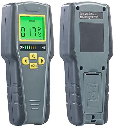 AGT Feuchtemessgerät: Digitaler 4in1-Feuchtigkeits-Detektor mit Nicht-invasiver Messung, LCD (Feuchtigkeitsdetektor, Feuchtigkeitsmessgerät Profigerät, Holzfeuchte)