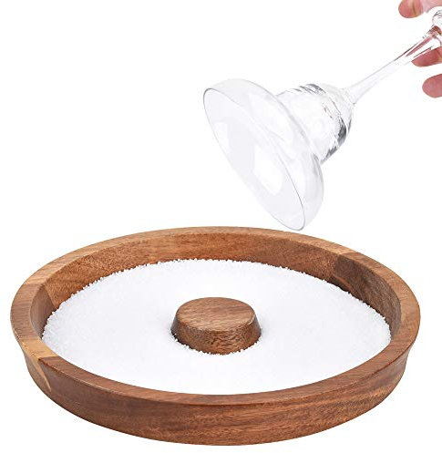 Roll Over Image to Zoom in Acacia Wood Margarita Cocktail Salt Rimmer,Glass Bar Salt Sugar Rimming,Rimmer for Wide Glasses up to 5.5 Diameter