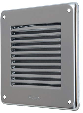 La Ventilazione GIN10 Griglia di ventilazione quadrata in Acciaio Inox430 da Sovrapporre. Dimensioni 140x140 mm