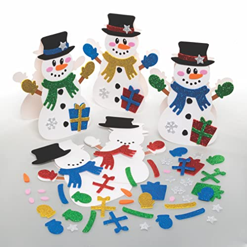 Baker Ross FC123 Schneemann-Karten-Sets, 6 Stück, Kartenherstellungsset für Kinder, zum Selbermachen von Weihnachtskarten, ideal für festliche Kunst- und Bastelprojekte