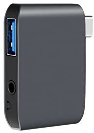 DriverGenius USB C External Stereo Sound Card - USB Type C to 3.5mm TRRS Audio Interface Adapter w/USB 3.0 Port, for PC/Laptop (U3AU001)