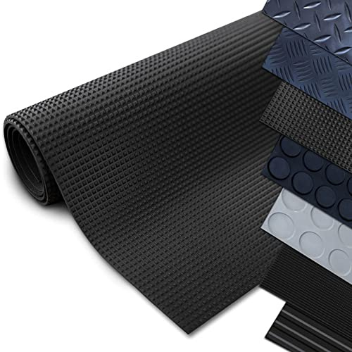 Nova Forma Gummiläufer Meterware CHEOPS - 120 x 100 cm - Schwarz 3mm | Rutschhemmende Gummimatte mit Pyramiden-Struktur für Werkstatt, Gewerbe, Haushalt und Eingangsbereiche - strapazierfähig
